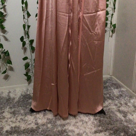 Pink Floor Length / Maxi Gown with Side Slit & Deep V Neckline - Picture 3 of 6
